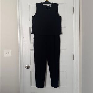 Black Sleeveless Two Piece Pants Suit